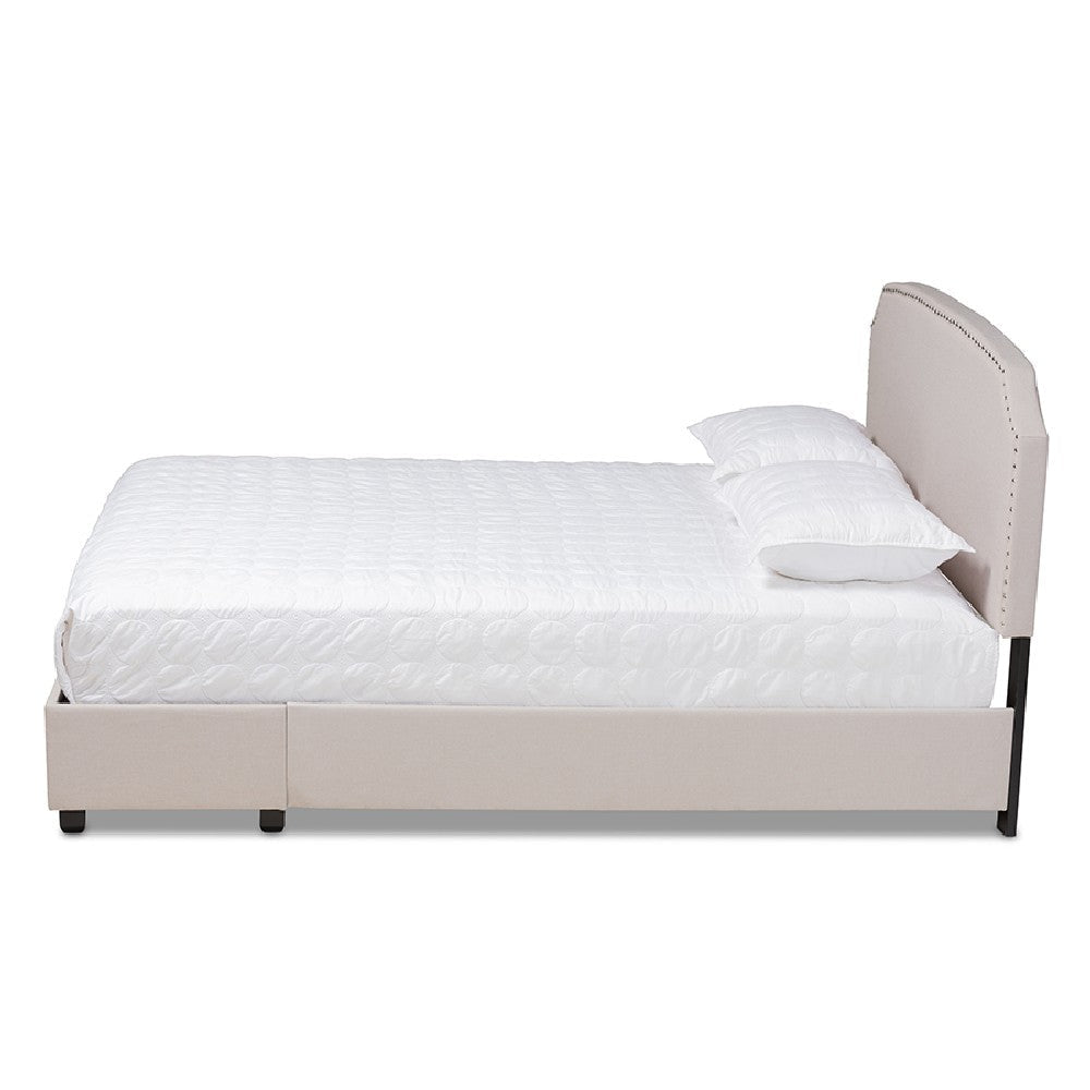 Baxton Studio Larese Beige Fabric Upholstered 2-Drawer Queen Size Platform Storage Bed WHI-Larese-Beige-Queen