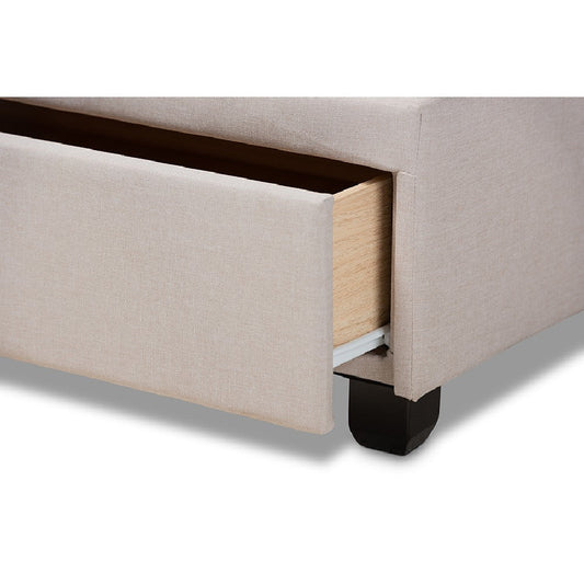 Baxton Studio Larese Beige Fabric Upholstered 2-Drawer Queen Size Platform Storage Bed