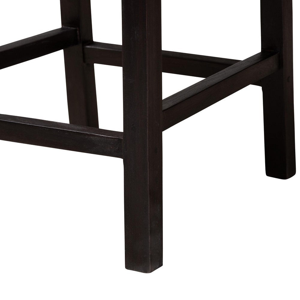bali & pari Laymi Modern Bohemian Dark Brown Mahogany Wood and Seagrass Counter Stool WHI-Laymi-Mahogany-CS