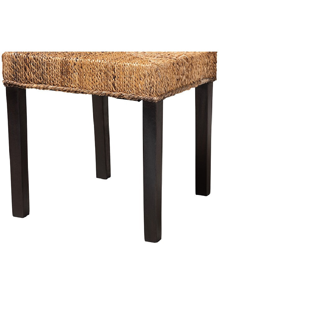 bali & pari Laymi Modern Bohemian Dark Brown Mahogany Wood and Seagrass Dining Chair WHI-Laymi-Mahogany-DC