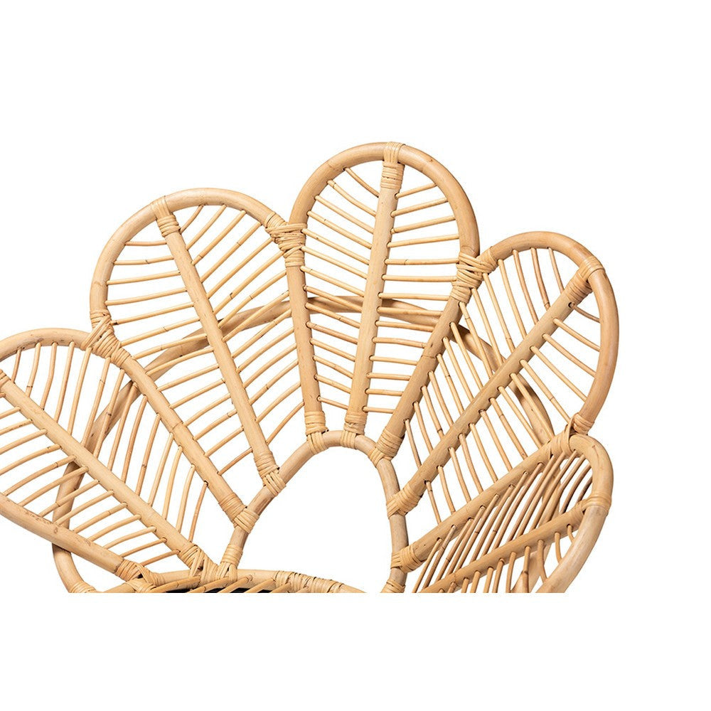 bali & pari Garan Modern Bohemian Natural Brown Rattan and Black Metal Accent Chair WHI-Leaf-Rattan-CC