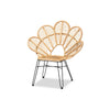 bali & pari Garan Modern Bohemian Natural Brown Rattan and Black Metal Accent Chair WHI-Leaf-Rattan-CC