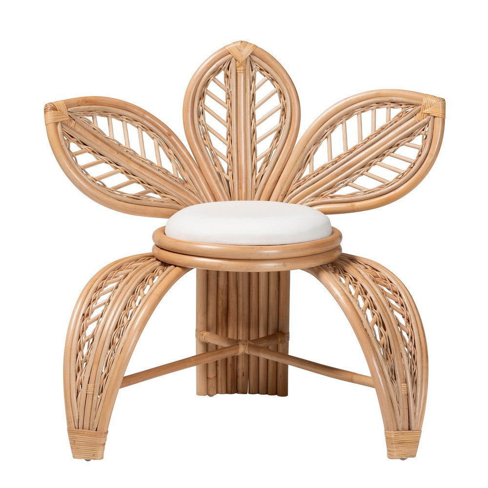 bali & pari Gresham Modern Bohemian Natural Rattan Leaf Accent Chair WHI-Leave-Natural-AC