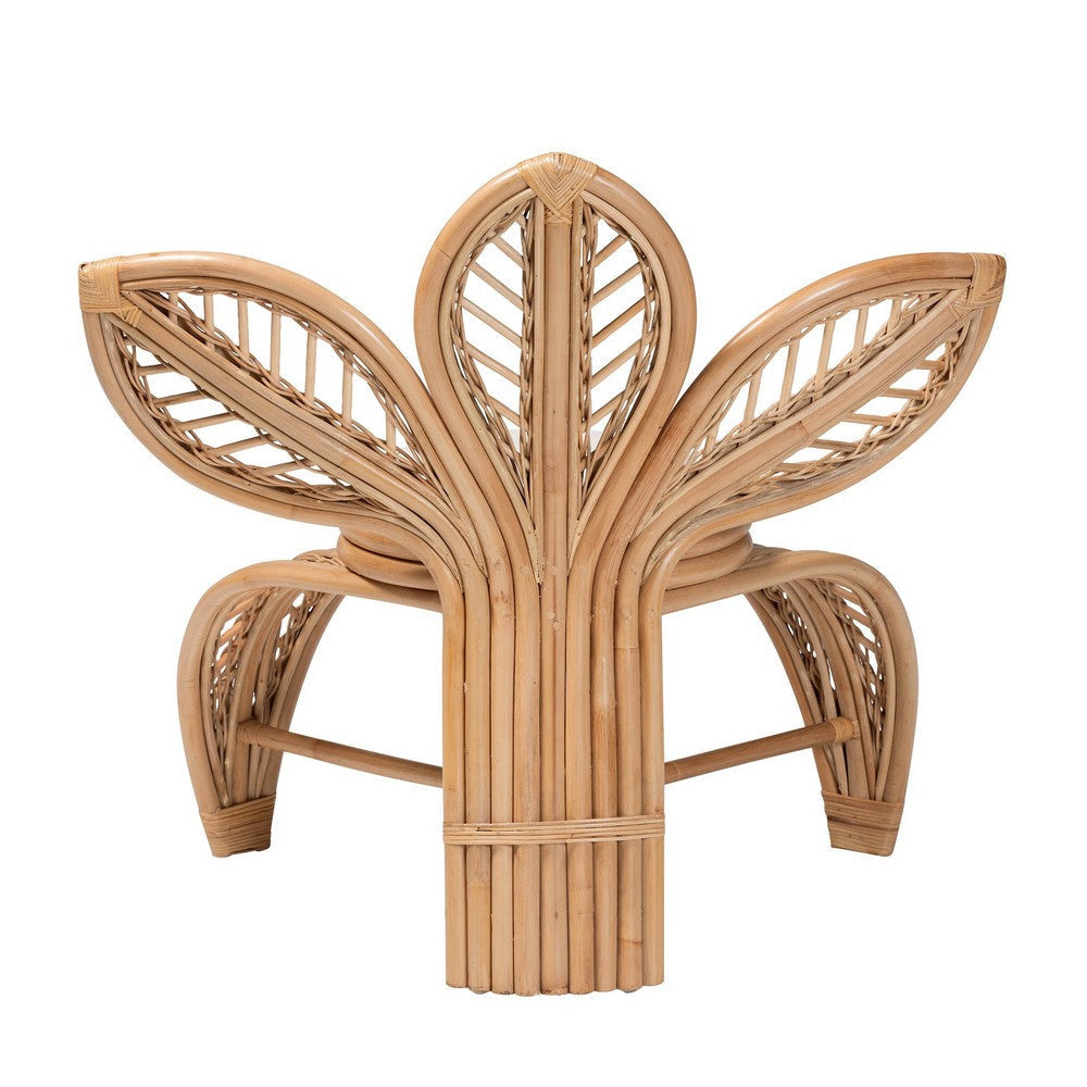bali & pari Gresham Modern Bohemian Natural Rattan Leaf Accent Chair WHI-Leave-Natural-AC