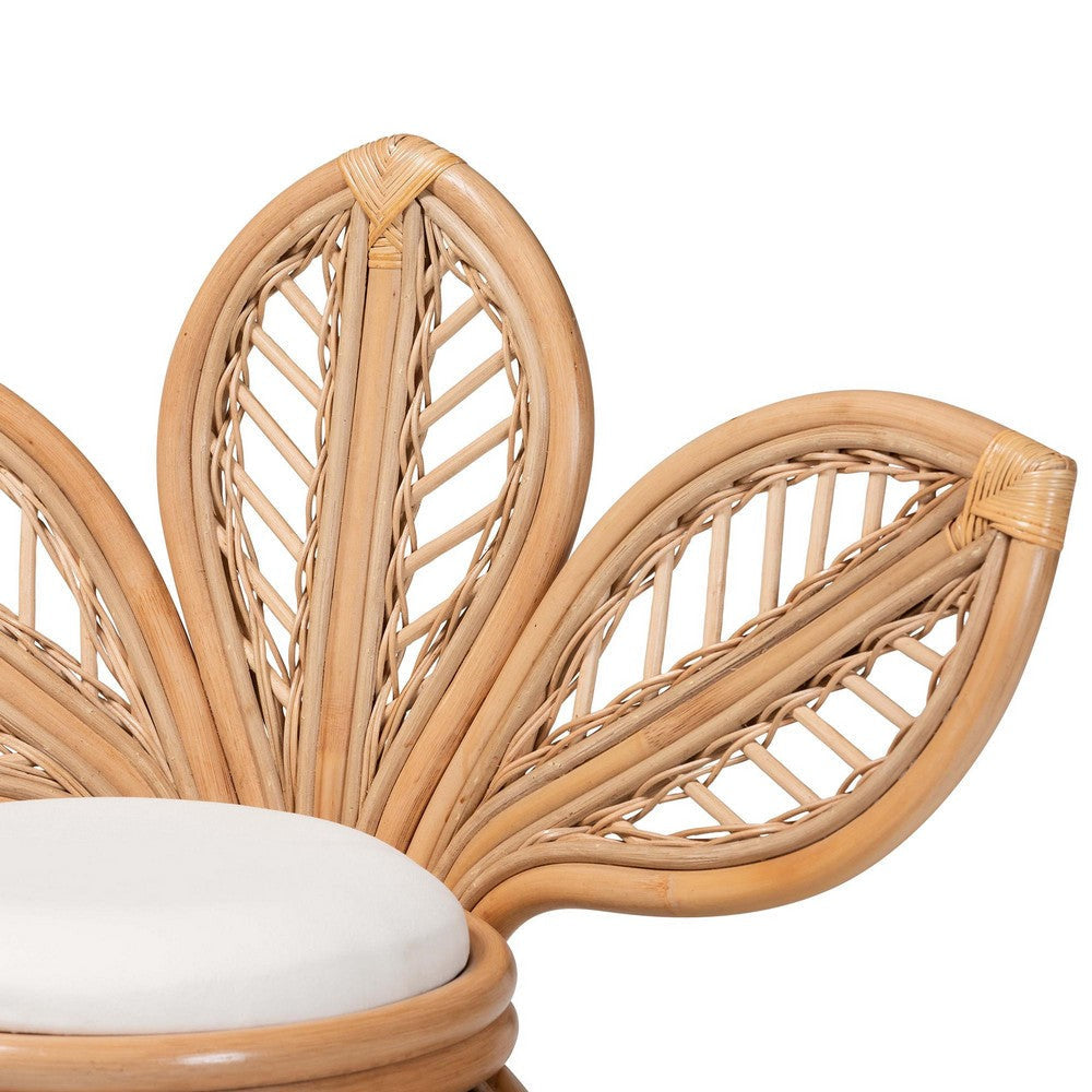 bali & pari Gresham Modern Bohemian Natural Rattan Leaf Accent Chair WHI-Leave-Natural-AC