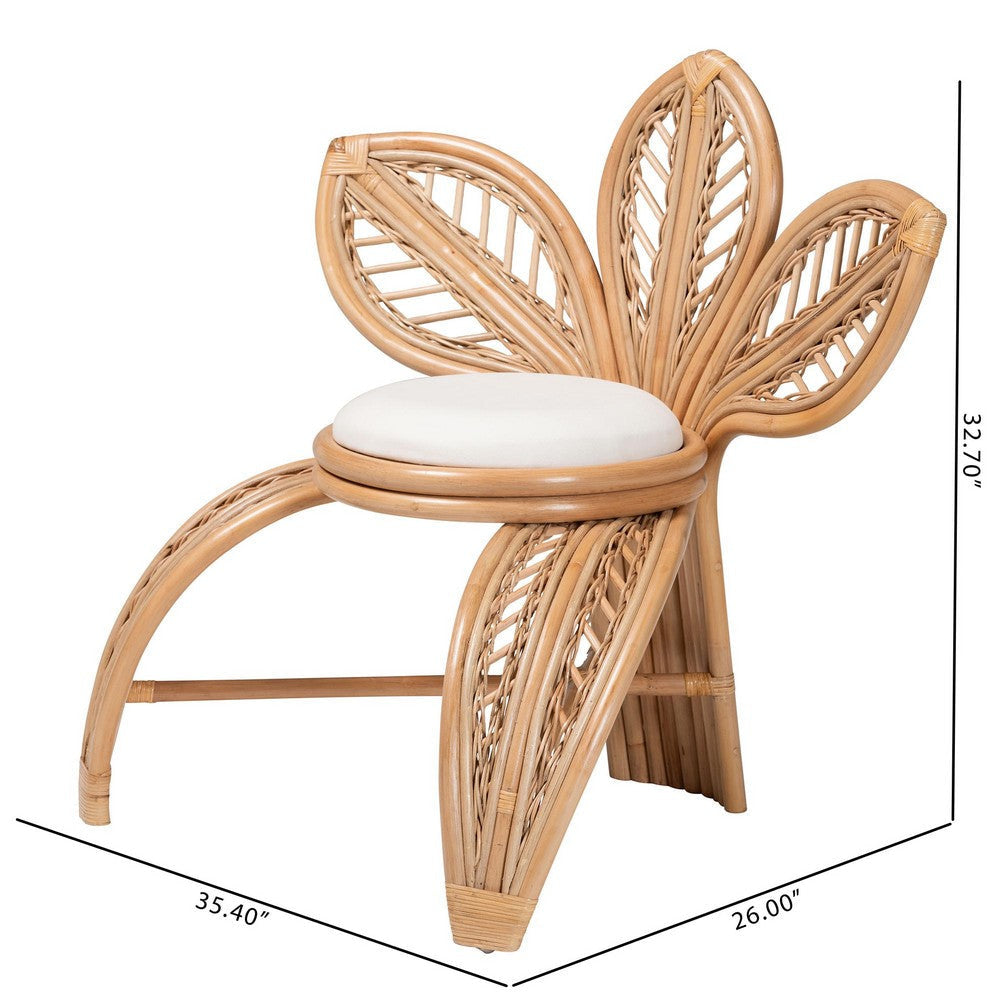 bali & pari Gresham Modern Bohemian Natural Rattan Leaf Accent Chair WHI-Leave-Natural-AC
