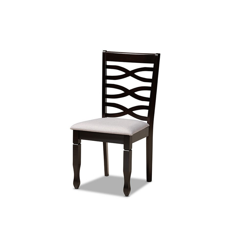 Baxton Studio Leda Modern and Contemporary Grey Fabric Upholstered and Dark Brown Finished Wood 5-Piece Dining Set