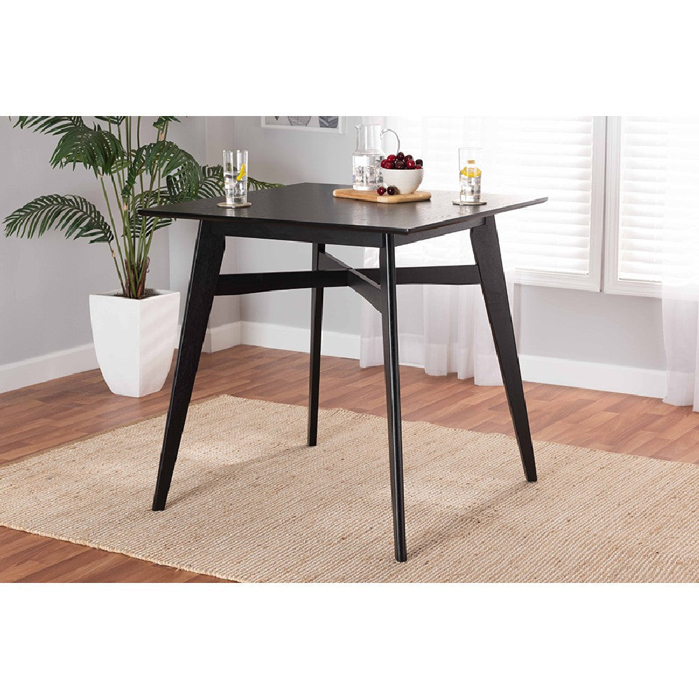 Baxton Studio Leena Mid-Century Modern Black Finished Wood Counter Height Pub Table WHI-Leena-Black-PT