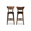 Baxton Studio Eline Mid-Century Modern Black Faux Leather Upholstered Walnut Finished Bar Stool (Set of 2) WHI-Leena-Black-Walnut-BS