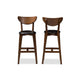 Baxton Studio Eline Mid-Century Modern Black Faux Leather Upholstered Walnut Finished Bar Stool (Set of 2) WHI-Leena-Black-Walnut-BS