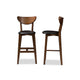 Baxton Studio Eline Mid-Century Modern Black Faux Leather Upholstered Walnut Finished Bar Stool (Set of 2) WHI-Leena-Black-Walnut-BS