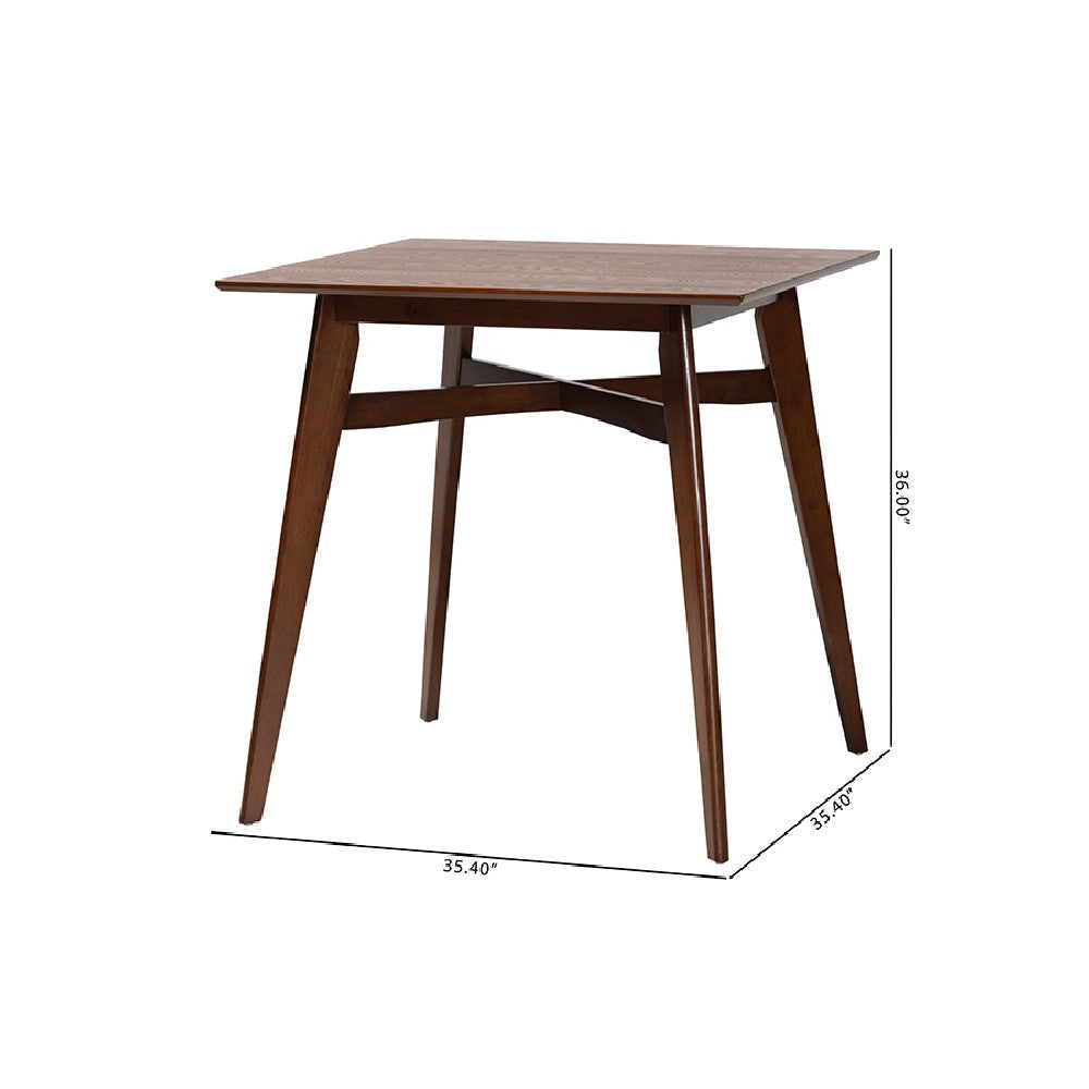 Baxton Studio Leena Mid-Century Modern Walnut Brown Finished Wood Counter Height Pub Table