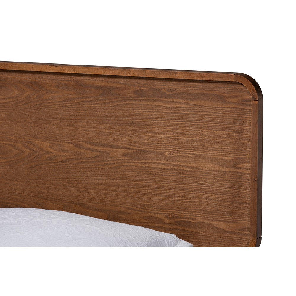 Baxton Studio Leola Mid-Century Modern Transitional Walnut Brown Finished Wood Twin Size Platform Bed WHI-Leola-Ash-Walnut-Twin