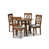 Baxton Studio Leon Modern and Contemporary Grey Fabric Upholstered and Walnut Brown Finished Wood 5-Piece Dining Set