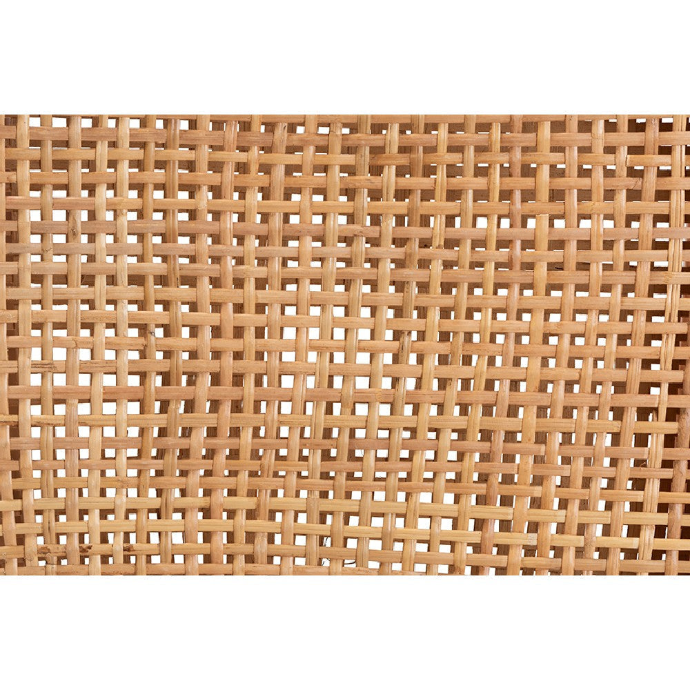 bali & pari Lesia Modern Bohemian Natural Brown Rattan and Walnut Brown Mahogany Wood Counter Stool WHI-Lesia-Teak-CS