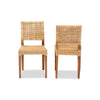 bali & pari Lesia Modern Bohemian Natural Brown Rattan and Walnut Brown Mahogany Wood Dining Chair