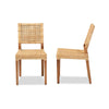 bali & pari Lesia Modern Bohemian Natural Brown Rattan and Walnut Brown Mahogany Wood Dining Chair