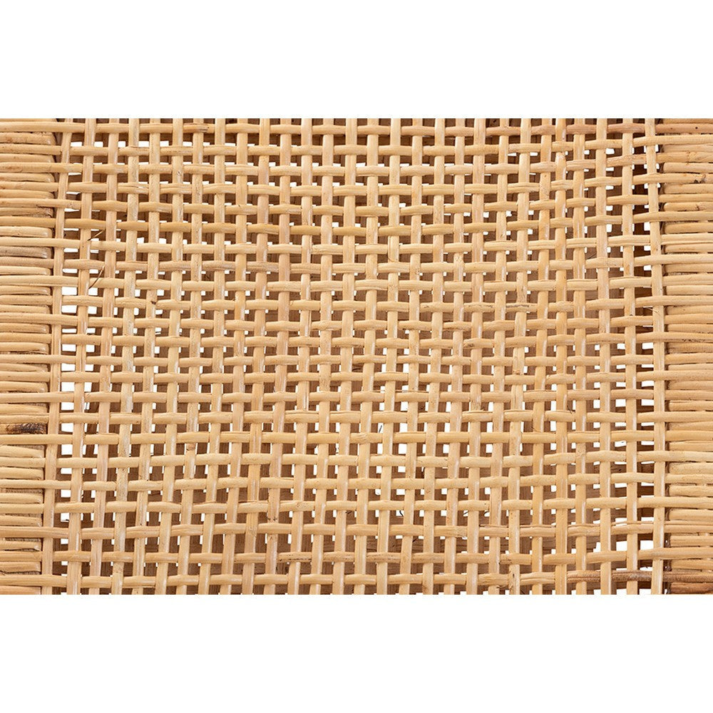 bali & pari Lesia Modern Bohemian Natural Brown Rattan and Walnut Brown Mahogany Wood Dining Chair