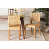 bali & pari Lesia Modern Bohemian Natural Brown Rattan and Walnut Brown Mahogany Wood Dining Chair