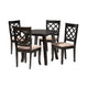 Baxton Studio Lexi Modern Beige Fabric and Dark Brown Finished Wood 5-Piece Dining Set WHI-Lexi-Sand-Dark-Brown-5PC-Dining-Set