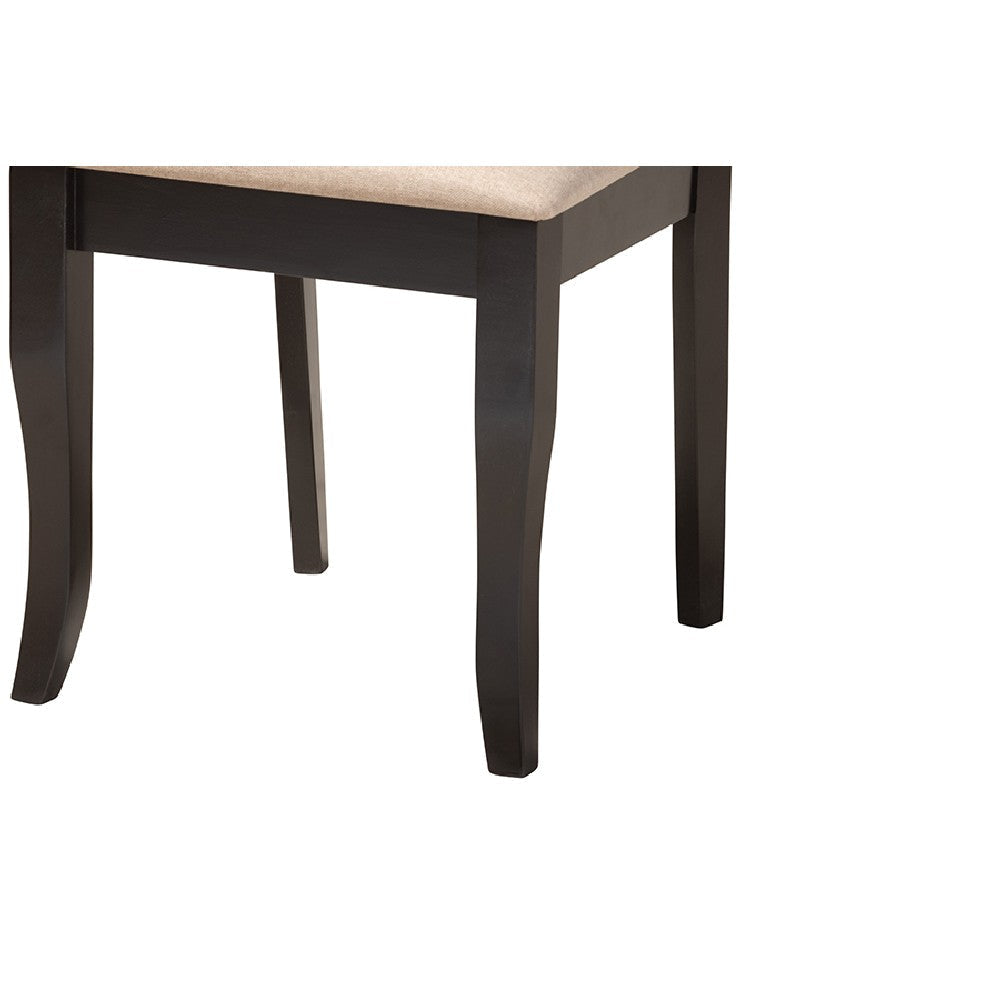 Baxton Studio Lexi Modern Beige Fabric and Dark Brown Finished Wood 5-Piece Dining Set WHI-Lexi-Sand-Dark-Brown-5PC-Dining-Set