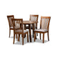 Baxton Studio Lida Modern and Contemporary Grey Fabric Upholstered and Walnut Brown Finished Wood 5-Piece Dining Set