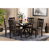 Baxton Studio Liese Modern and Contemporary Transitional Dark Brown Finished Wood 7-Piece Dining Set