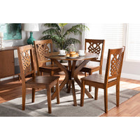 Baxton Studio Liese Modern and Contemporary Transitional Walnut Brown Finished Wood 5-Piece Dining Set