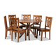Baxton Studio Liese Modern and Contemporary Transitional Walnut Brown Finished Wood 7-Piece Dining Set WHI-Liese-Walnut-7PC-Dining-Set