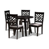Baxton Studio Lilly Modern and Contemporary Grey Fabric Upholstered and Dark Brown Finished Wood 5-Piece Dining Set