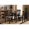 Baxton Studio Lilly Modern and Contemporary Grey Fabric Upholstered and Dark Brown Finished Wood 5-Piece Dining Set