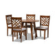 Baxton Studio Lilly Modern and Contemporary Grey Fabric Upholstered and Walnut Brown Finished Wood 5-Piece Dining Set