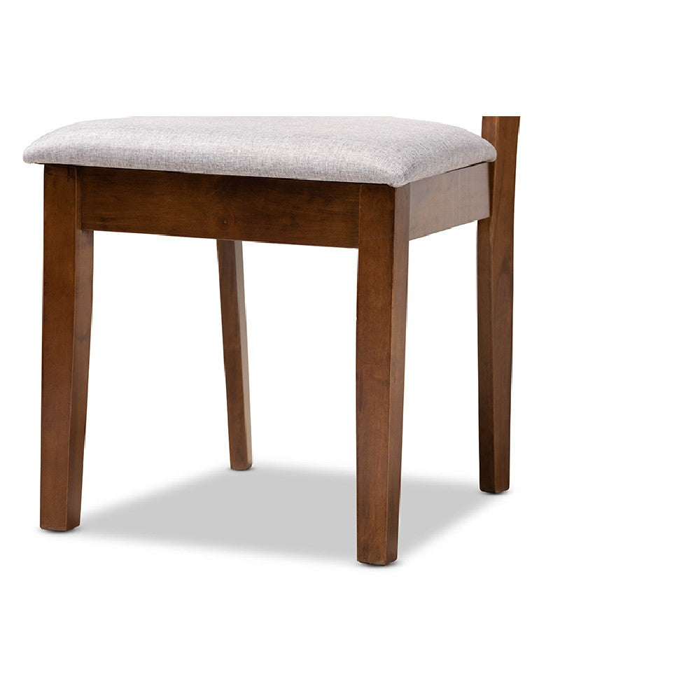 Baxton Studio Lilly Modern and Contemporary Grey Fabric Upholstered and Walnut Brown Finished Wood 5-Piece Dining Set