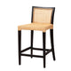 bali & pari Lingga Modern Bohemian Dark Brown Mahogany Wood and Natural Rattan Counter Stool WHI-Lingga-Mahogany-CS