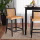 bali & pari Lingga Modern Bohemian Dark Brown Mahogany Wood and Natural Rattan Counter Stool WHI-Lingga-Mahogany-CS
