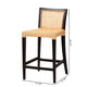 bali & pari Lingga Modern Bohemian Dark Brown Mahogany Wood and Natural Rattan Counter Stool WHI-Lingga-Mahogany-CS