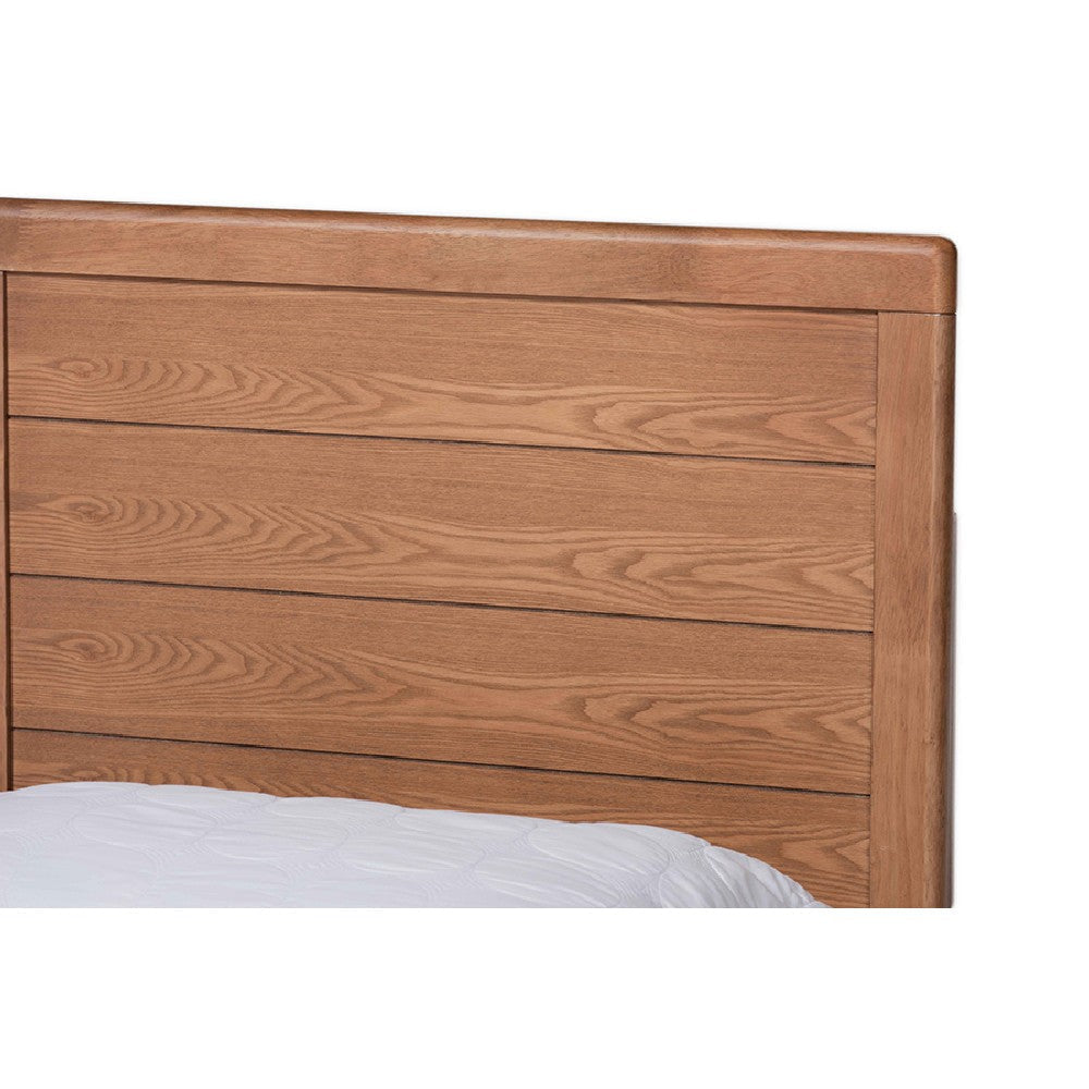 Baxton Studio Lisa Modern and Contemporary Transitional Ash Walnut Brown Finished Wood Queen Size 3-Drawer Platform Storage Bed