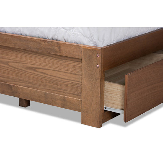 Baxton Studio Lisa Modern and Contemporary Transitional Ash Walnut Brown Finished Wood Queen Size 3-Drawer Platform Storage Bed