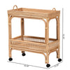 bali & pari Lombok Modern Bohemian Natural Brown Rattan Wine Cart WHI-Lombok-Rattan-Cart