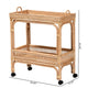 bali & pari Lombok Modern Bohemian Natural Brown Rattan Wine Cart WHI-Lombok-Rattan-Cart