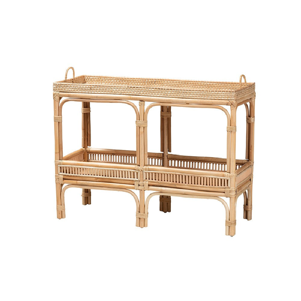 bali & pari Lombok Modern Bohemian Natural Brown Rattan Console Table WHI-Lombok-Rattan-Console-Table