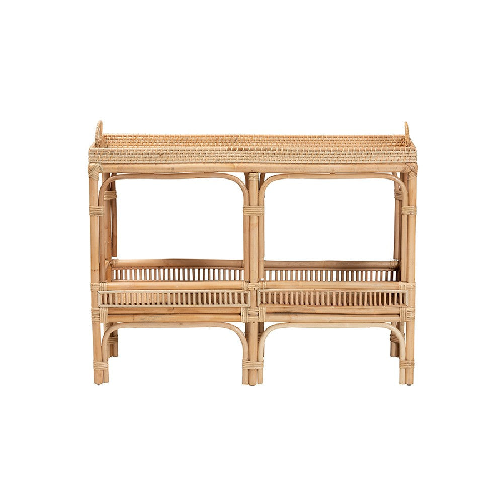 bali & pari Lombok Modern Bohemian Natural Brown Rattan Console Table WHI-Lombok-Rattan-Console-Table