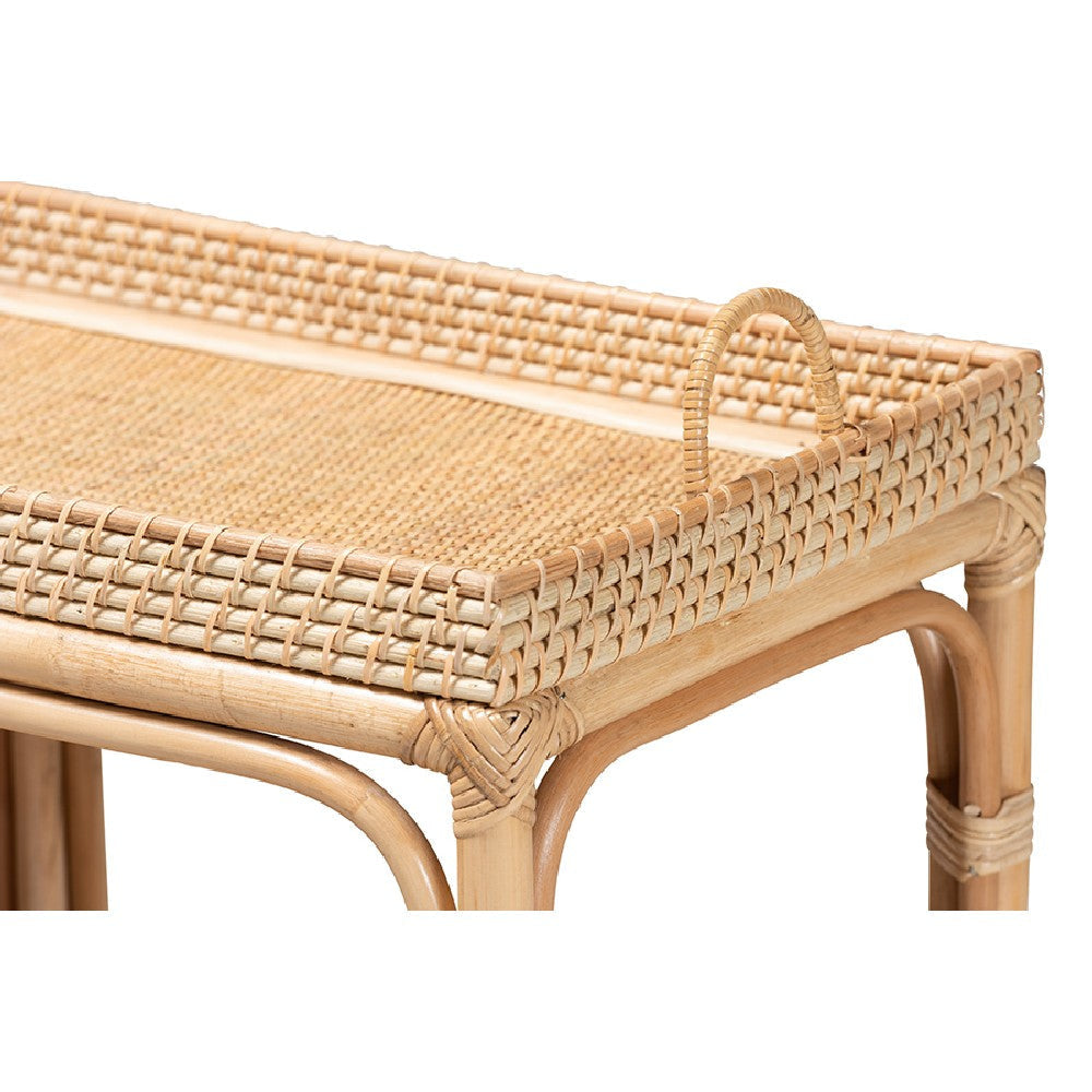 bali & pari Lombok Modern Bohemian Natural Brown Rattan Console Table WHI-Lombok-Rattan-Console-Table