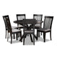 Baxton Studio Lore Modern and Contemporary Grey Fabric Upholstered and Dark Brown Finished Wood 7-Piece Dining Set