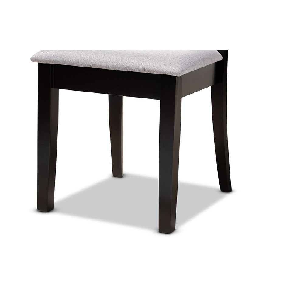 Baxton Studio Lore Modern and Contemporary Grey Fabric Upholstered and Dark Brown Finished Wood 7-Piece Dining Set