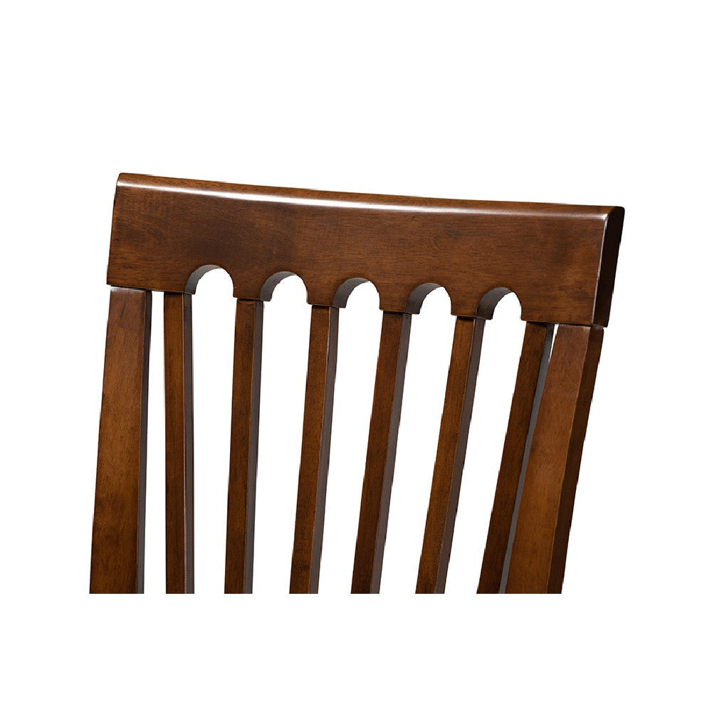 Baxton Studio Lore Modern and Contemporary Grey Fabric Upholstered and Walnut Brown Finished Wood 5-Piece Dining Set