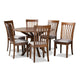 Baxton Studio Lore Modern and Contemporary Grey Fabric Upholstered and Walnut Brown Finished Wood 7-Piece Dining Set