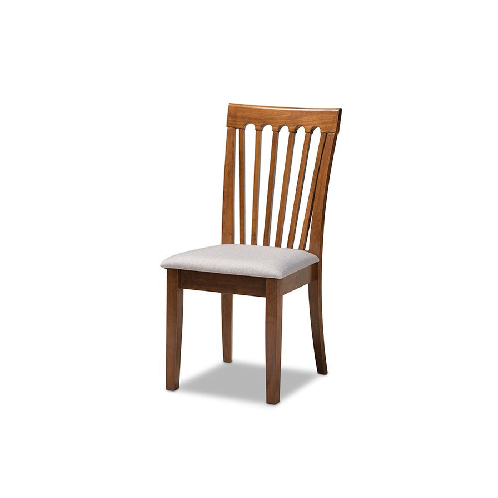 Baxton Studio Lore Modern and Contemporary Grey Fabric Upholstered and Walnut Brown Finished Wood 7-Piece Dining Set