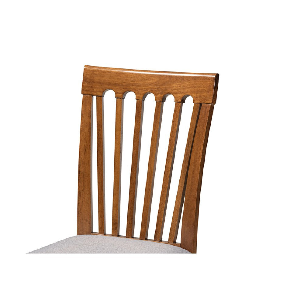 Baxton Studio Lore Modern and Contemporary Grey Fabric Upholstered and Walnut Brown Finished Wood 7-Piece Dining Set