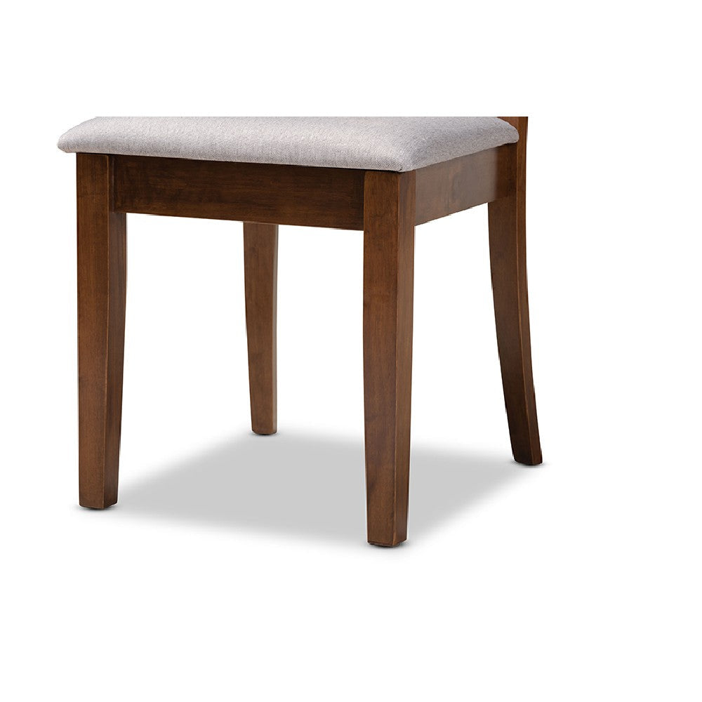Baxton Studio Lore Modern and Contemporary Grey Fabric Upholstered and Walnut Brown Finished Wood 7-Piece Dining Set